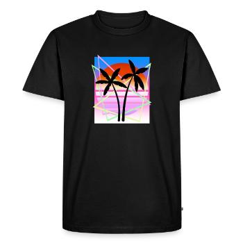 Cool Retro Palm Tree Island Vapor Wave Designs - Men's Premium Organic T-Shirt - black - Front - Nico (187cm)