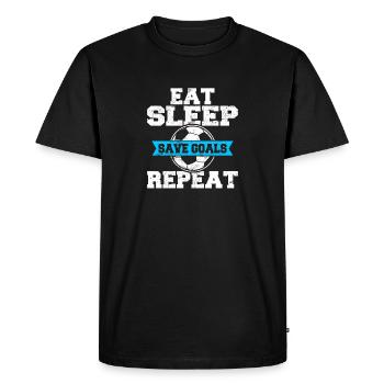 Manger dormir Enregistrer des buts Répéter Soccer Gardien de but Soccer L - T-shirt Premium bio Homme - noir - Devant - Nico (187cm)
