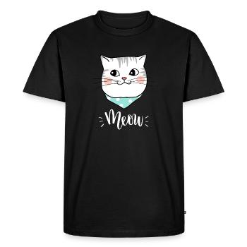 Mignon Kawaii drôle de chat disant miaulement - T-shirt Premium bio Homme - noir - Devant - Nico (187cm)
