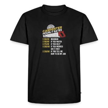 Charpentier Taux horaire Drôle de menuisier Charpentier - T-shirt Premium bio Homme - noir - Devant - Nico (187cm)