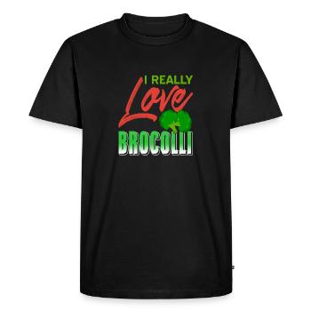 I Really Love Broccoli Retro Strong Immune System - Men's Premium Organic T-Shirt - black - Front - Nico (187cm)