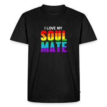 J’aime mon âme sœur Designs rétro cool - T-shirt Premium bio Homme - noir - Devant - Nico (187cm)