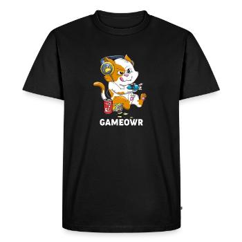 Funny Video Gamer & Cat Lover Gaming Kitty Kawaii - Men's Premium Organic T-Shirt - black - Front - Nico (187cm)
