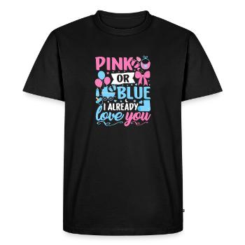 Pink or Blue I Already Love You Boy or Girl - Men's Premium Organic T-Shirt - black - Front - Nico (187cm)