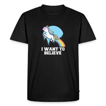 Je veux croire Licorne mignonne avec Rainbow Design - T-shirt Premium bio Homme - noir - Devant - Nico (187cm)