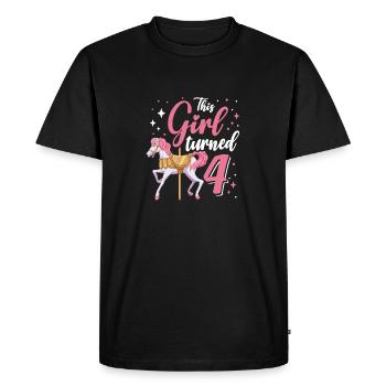 Carousel Birthday Party This Girl Turned 4 - Men's Premium Organic T-Shirt - black - Front - Nico (187cm)