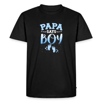 Papa Says Girl Gender Reveal Newborn Girl Baby - Men's Premium Organic T-Shirt - black - Front - Nico (187cm)