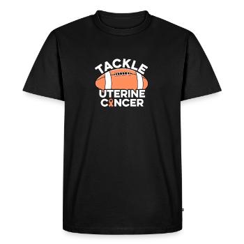 S’attaquer au cancer de l’utérus Ruban de pêche Cancer de l’utérus - T-shirt Premium bio Homme - noir - Devant - Nico (187cm)