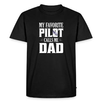 My Favorite Pilot Calls Me Dad Aviation Airline - Men's Premium Organic T-Shirt - black - Front - Nico (187cm)