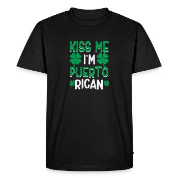 Kiss Me I'm Puerto Rican Irish St Patrick's Day - Men's Premium Organic T-Shirt - black - Front - Nico (187cm)
