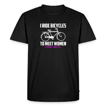 Je fais du vélo pour rencontrer des femmes qui font du vélo - T-shirt Premium bio Homme - noir - Devant - Nico (187cm)