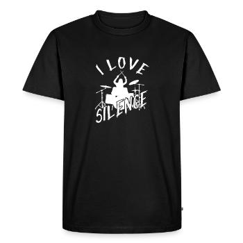 I Love Silence - Idée cadeau Drummer Girls - T-shirt Premium bio Homme - noir - Devant - Nico (187cm)