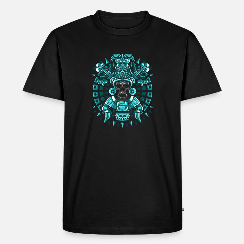 Blaue Maya-Statue - Männer Premium Bio T-Shirt - Schwarz