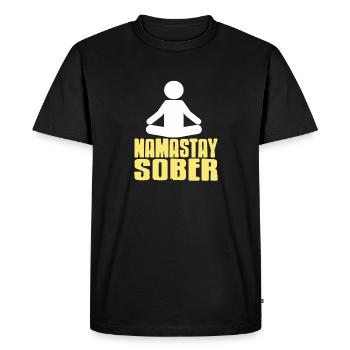 Namastay Sober Rétro Funny Yoga Designs - T-shirt Premium bio Homme - noir - Devant - Nico (187cm)