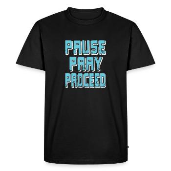 Pause Pray Proceed Retro Sober Designs - Men's Premium Organic T-Shirt - black - Front - Nico (187cm)