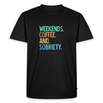 Week-ends Café Et Sobriété T-shirt Rétro Sobre - T-shirt Premium bio Homme - noir - Devant - Nico (187cm)