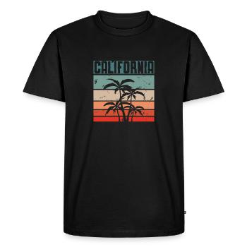 Californie Soleil d’été Palm Beach Eau - T-shirt Premium bio Homme - noir - Devant - Nico (187cm)