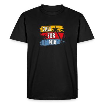 Californie Soleil d’été Palm Beach Eau - T-shirt Premium bio Homme - noir - Devant - Nico (187cm)