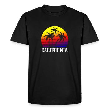 Californie Soleil d’été Palm Beach Eau - T-shirt Premium bio Homme - noir - Devant - Nico (187cm)