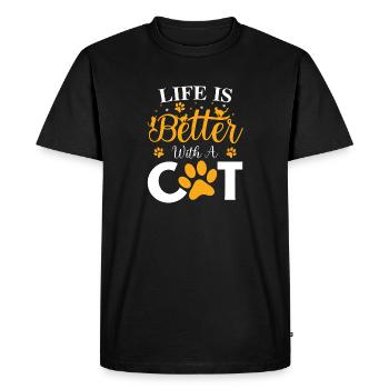 La vie est meilleure avec un chat - T-shirt Premium bio Homme - noir - Devant - Nico (187cm)