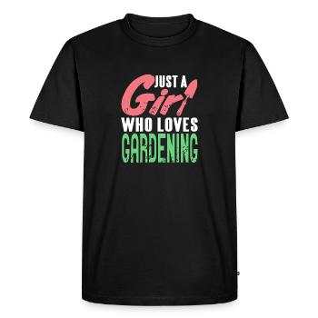 Jut A Girl Who Loves Gardening Gardener Retro - Men's Premium Organic T-Shirt - black - Front - Nico (187cm)