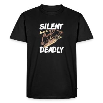 Conceptions de chasse à l’arc rétro silencieuses mais mortelles - T-shirt Premium bio Homme - noir - Devant - Nico (187cm)