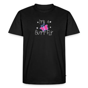 C’est une mouche des fesses | Papillon - T-shirt Premium bio Homme - noir - Devant - Nico (187cm)