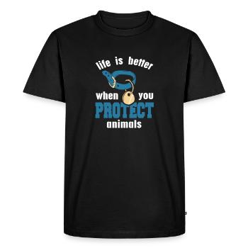 Life Is Better When You Protect Animals Retro - Men's Premium Organic T-Shirt - black - Front - Nico (187cm)