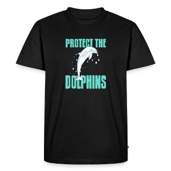 Protect The Dolphins Retro Ocean Animal Lover - Men's Premium Organic T-Shirt - black - Front - Nico (187cm)