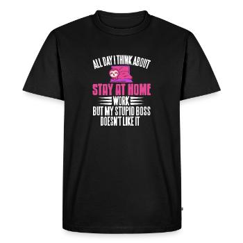 Toute la journée je pense à rester à la maison travail MOM - T-shirt Premium bio Homme - noir - Devant - Nico (187cm)