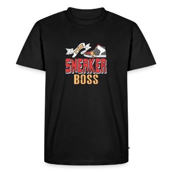 Les modèles de collecteurs SNEAKER BOSS Cool Retro - T-shirt Premium bio Homme - noir - Devant - Nico (187cm)
