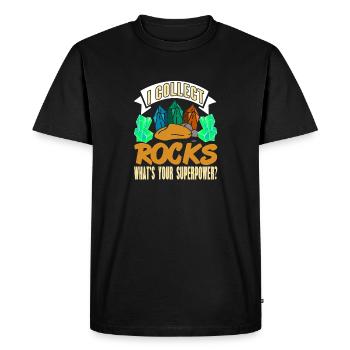 Je collectionne des roches Quel est votre superpouvoir? Rétro - T-shirt Premium bio Homme - noir - Devant - Nico (187cm)