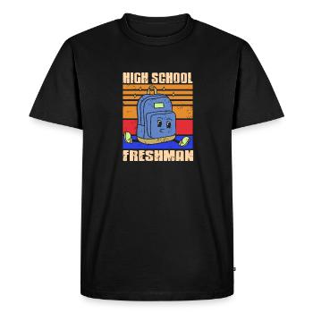 Lycée Freshman Retro Vintage Freshman - T-shirt Premium bio Homme - noir - Devant - Nico (187cm)