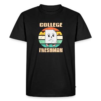 College Freshman Retro Vintage Freshman Designs - T-shirt Premium bio Homme - noir - Devant - Nico (187cm)