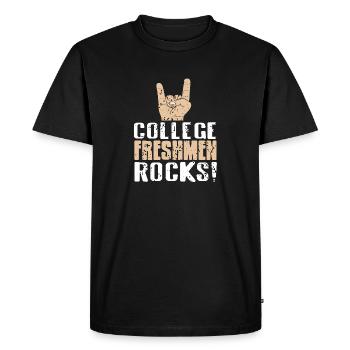 Étudiants de première année de collège Rocks! Designs rétro vintage - T-shirt Premium bio Homme - noir - Devant - Nico (187cm)