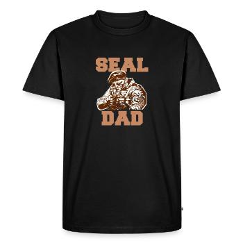SEAL DAD Cool Retro NAVY Army T-Shirt - Men's Premium Organic T-Shirt - black - Front - Nico (187cm)