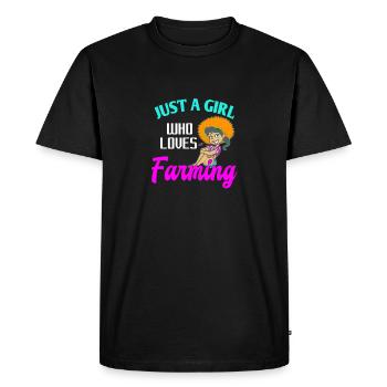Just A Girl Who Loves Farming Retro Farmer T-Shirt - Men's Premium Organic T-Shirt - black - Front - Nico (187cm)