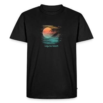 Artistique Laguna Beach California Palm Tree - T-shirt Premium bio Homme - noir - Devant - Nico (187cm)
