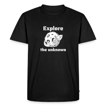 Explore The Unknown Retro Outer Space Designs - Men's Premium Organic T-Shirt - black - Front - Nico (187cm)