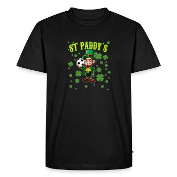 Leprechaun avec ballon de football Kids St Patricks Day - T-shirt Premium bio Homme - noir - Devant - Nico (187cm)