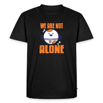 We Are Not Alone Retro Vintage Space Planets - Men's Premium Organic T-Shirt - black - Front - Nico (187cm)