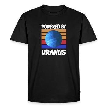 Powered By URANUS Retro Solar System Planet - Men's Premium Organic T-Shirt - black - Front - Nico (187cm)