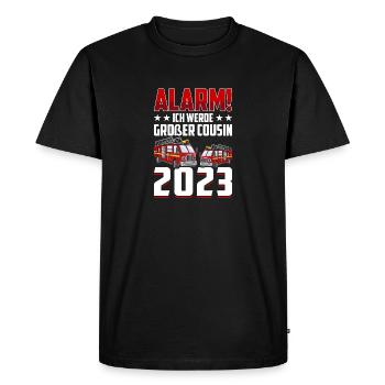 Alarme pour enfants Je vais être Big Cousin 2023 - T-shirt Premium bio Homme - noir - Devant - Nico (187cm)