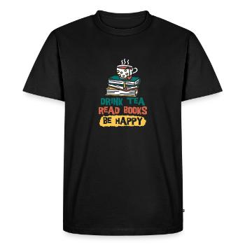 Boire du thé Lire des livres Être heureux - T-shirt Premium bio Homme - noir - Devant - Nico (187cm)