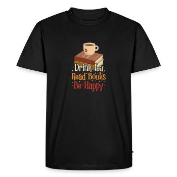 Boire du thé Lire des livres Être heureux - T-shirt Premium bio Homme - noir - Devant - Nico (187cm)