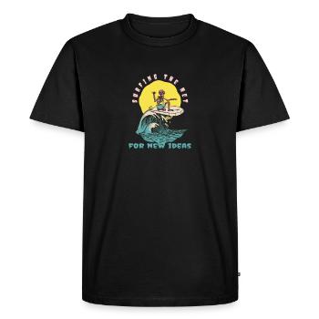 Surfing The Net For New Ideas Funny Retro Surfer - Men's Premium Organic T-Shirt - black - Front - Nico (187cm)