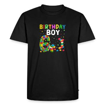 Blocs de construction enfant anniversaire 6 ans - T-shirt Premium bio Homme - noir - Devant - Nico (187cm)