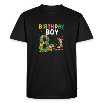 Birthday child building blocks 14 years old - Men's Premium Organic T-Shirt - black - Front - Nico (187cm)
