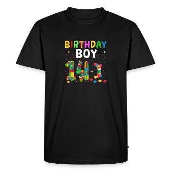 Birthday child building blocks 14 years old - Men's Premium Organic T-Shirt - black - Front - Nico (187cm)