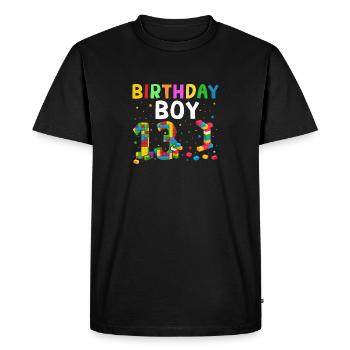 Birthday child building blocks 10 years old - Men's Premium Organic T-Shirt - black - Front - Nico (187cm)